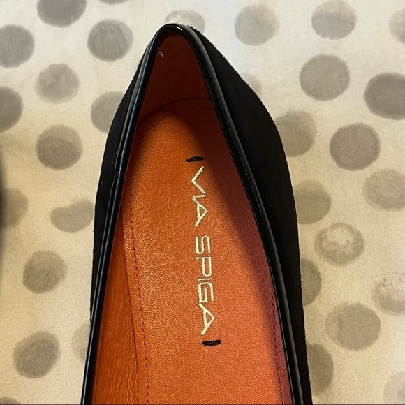 NWT Via Spiga Deandra Black Suede Buckle Pointy Toe Shoes Size 5.5 - Picture 8 of 13